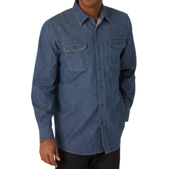 Wrangler Flex For Comfort Denim Button Down Long Sleeve Shirt Size Men's 2XL - Picture 1 of 11